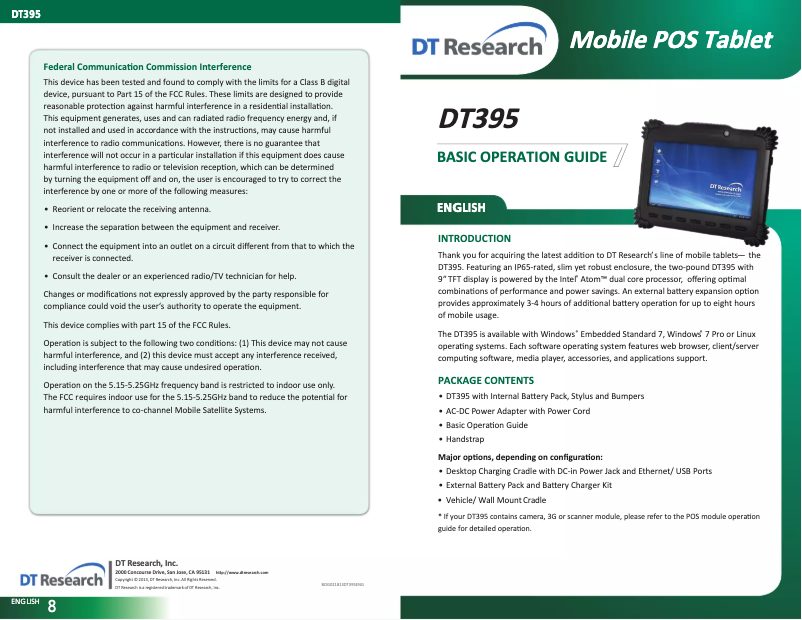 Image de la première page du manuel de l'appareil DT395