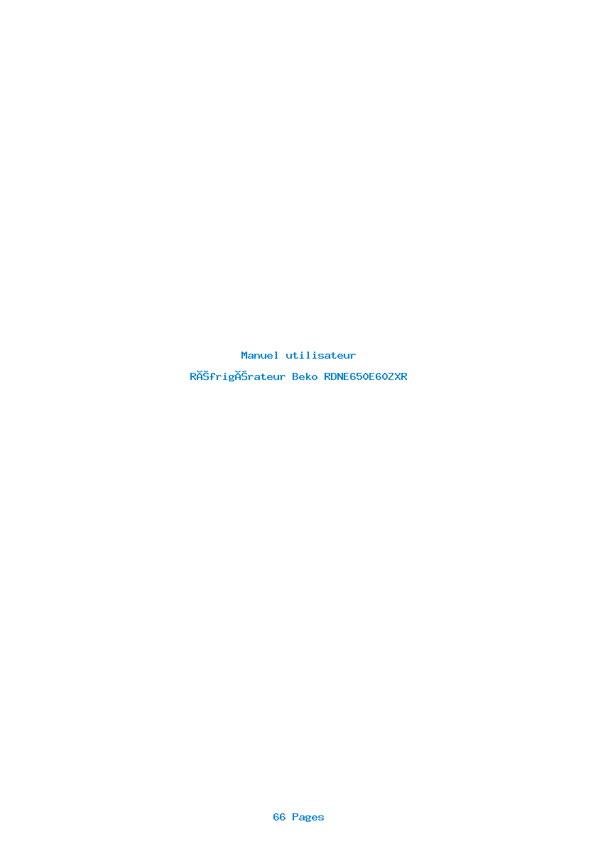 Page 1 de la notice Manuel utilisateur Beko RDNE650E60ZXR