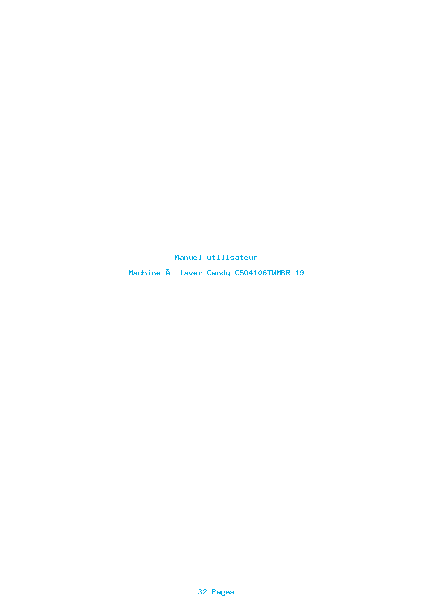 Page 1 de la notice Manuel utilisateur Candy CSO4106TWMBR-19