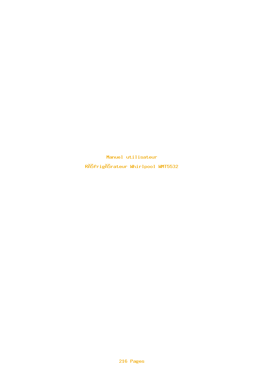 Page 1 de la notice Manuel utilisateur Whirlpool WMT5532