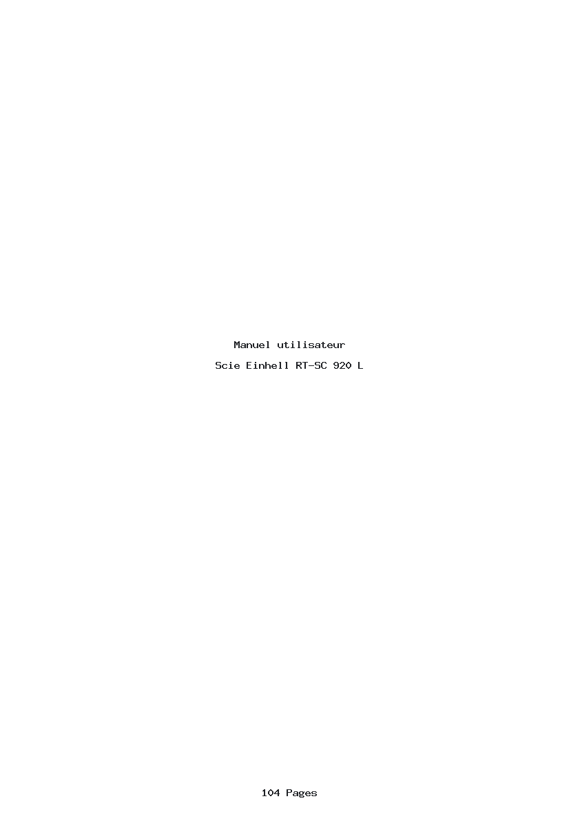 Page 1 de la notice Manuel utilisateur Einhell RT-SC 920 L