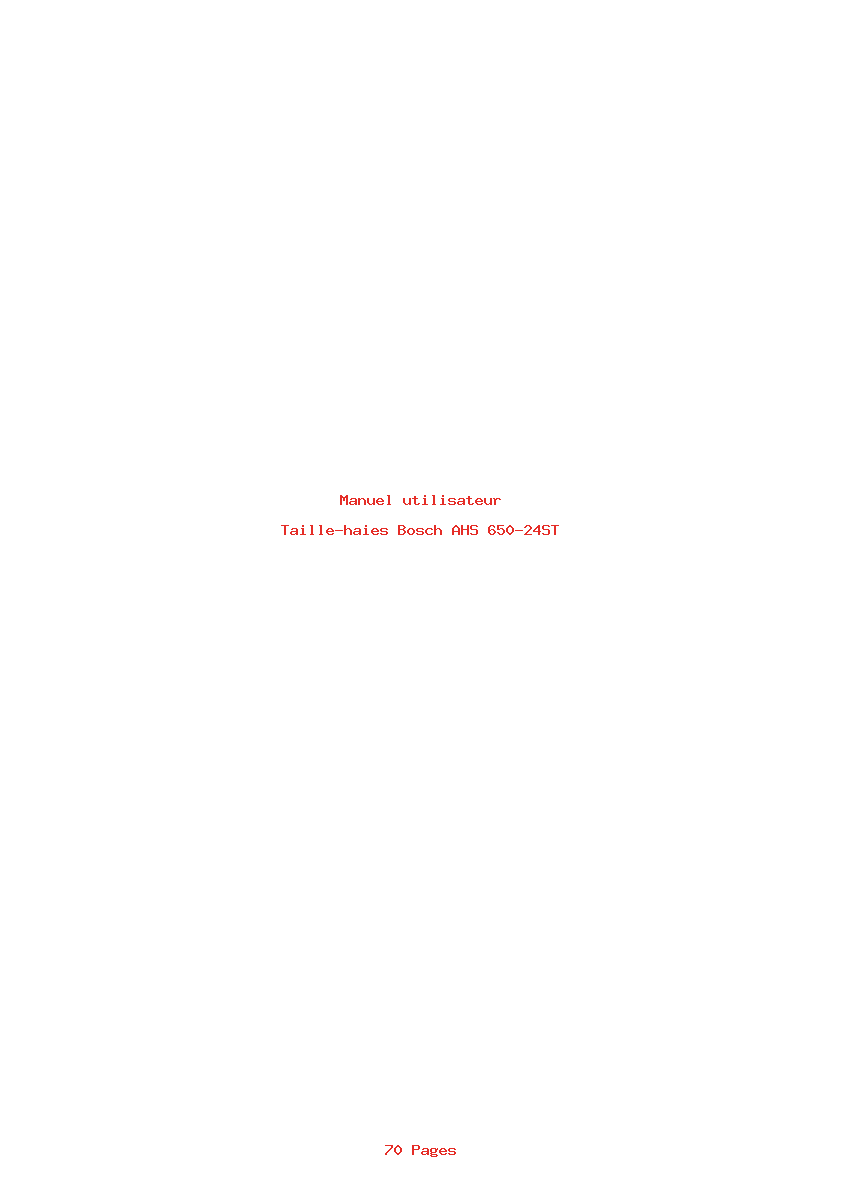 Page 1 de la notice Manuel utilisateur Bosch AHS 650-24ST