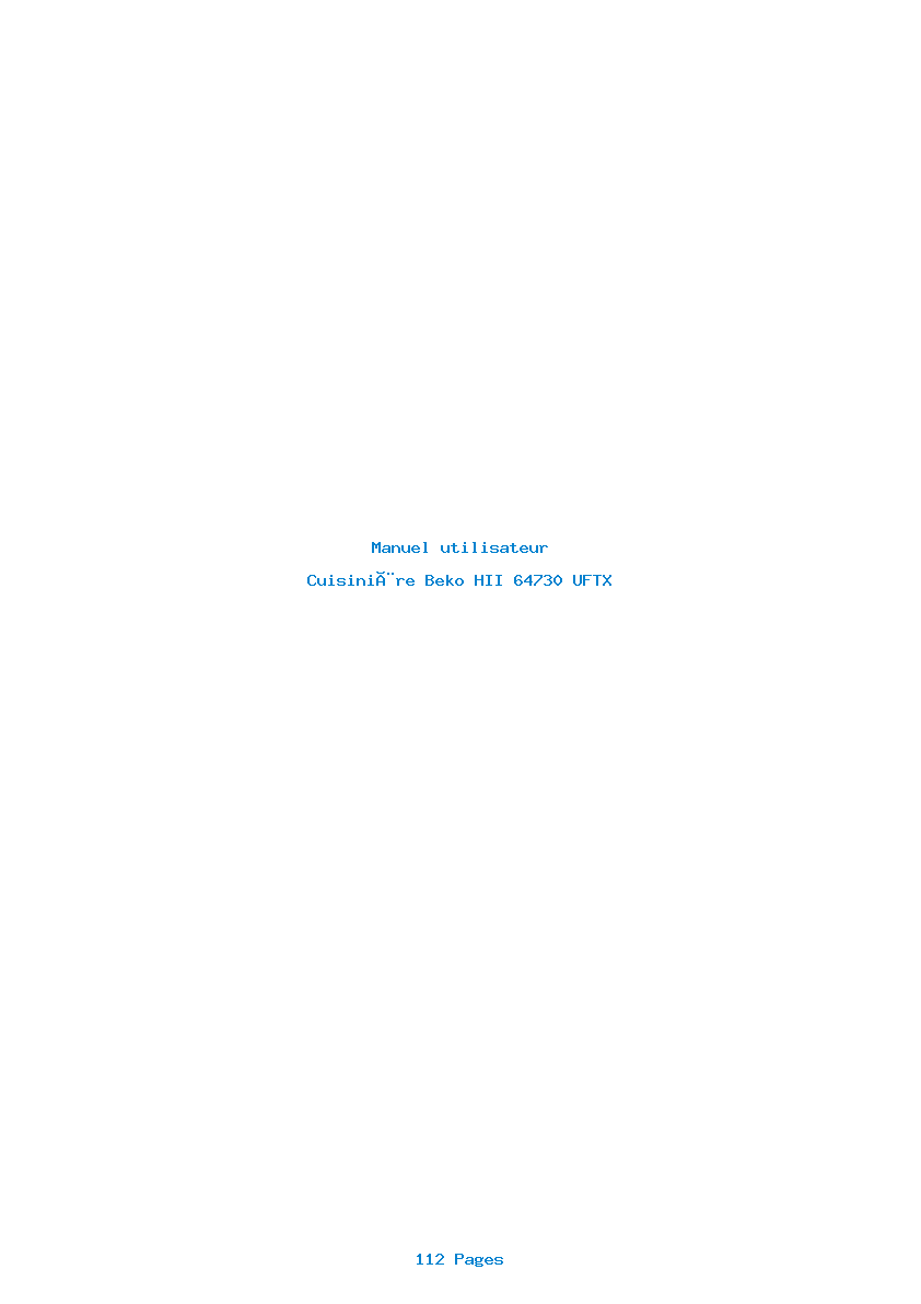 Page 1 de la notice Manuel utilisateur Beko HII 64730 UFTX