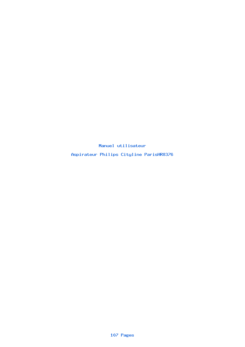 Page 1 de la notice Manuel utilisateur Philips Cityline ParisHR8376