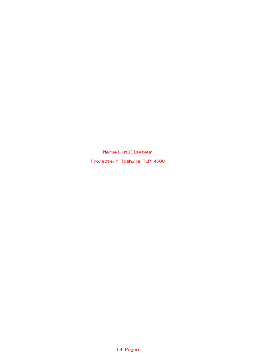 Page 1 de la notice Manuel utilisateur Toshiba TLP-450U