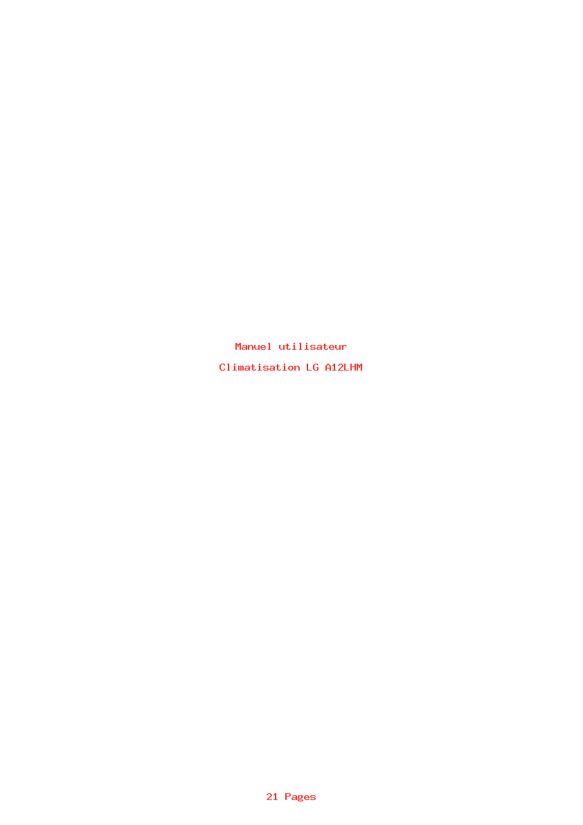 Page 1 de la notice Manuel utilisateur LG A12LHM