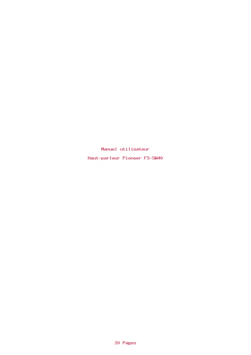 Page 1 de la notice Manuel utilisateur Pioneer FS-SW40