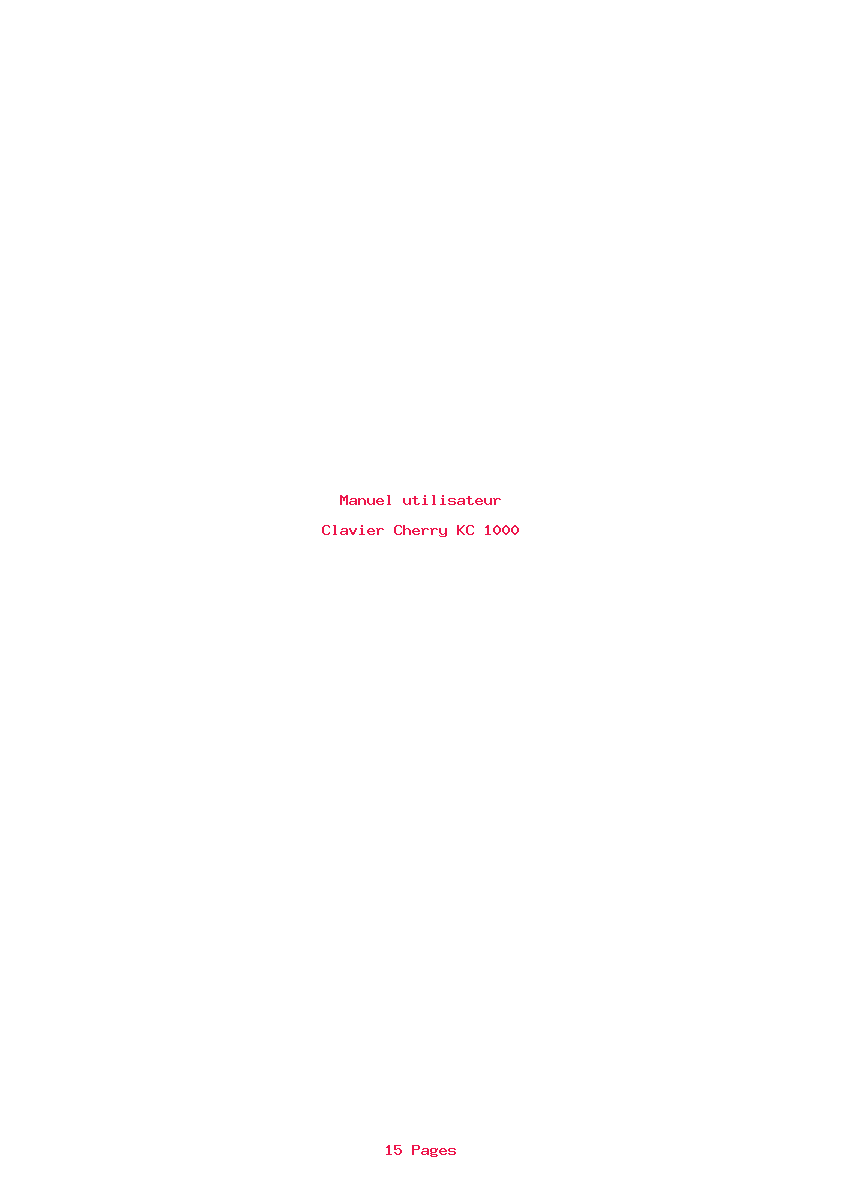 Page 1 de la notice Manuel utilisateur Cherry KC 1000
