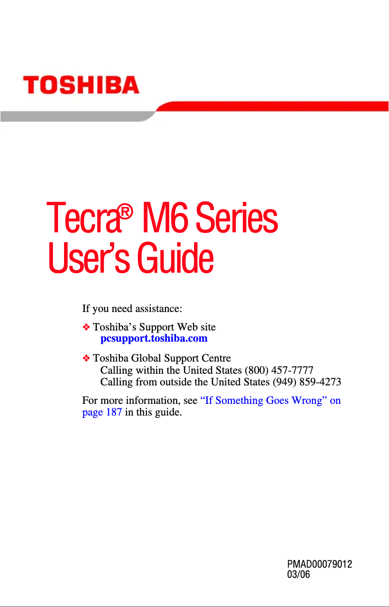 Página 1 del manual Manual de usuario Toshiba Tecra M6