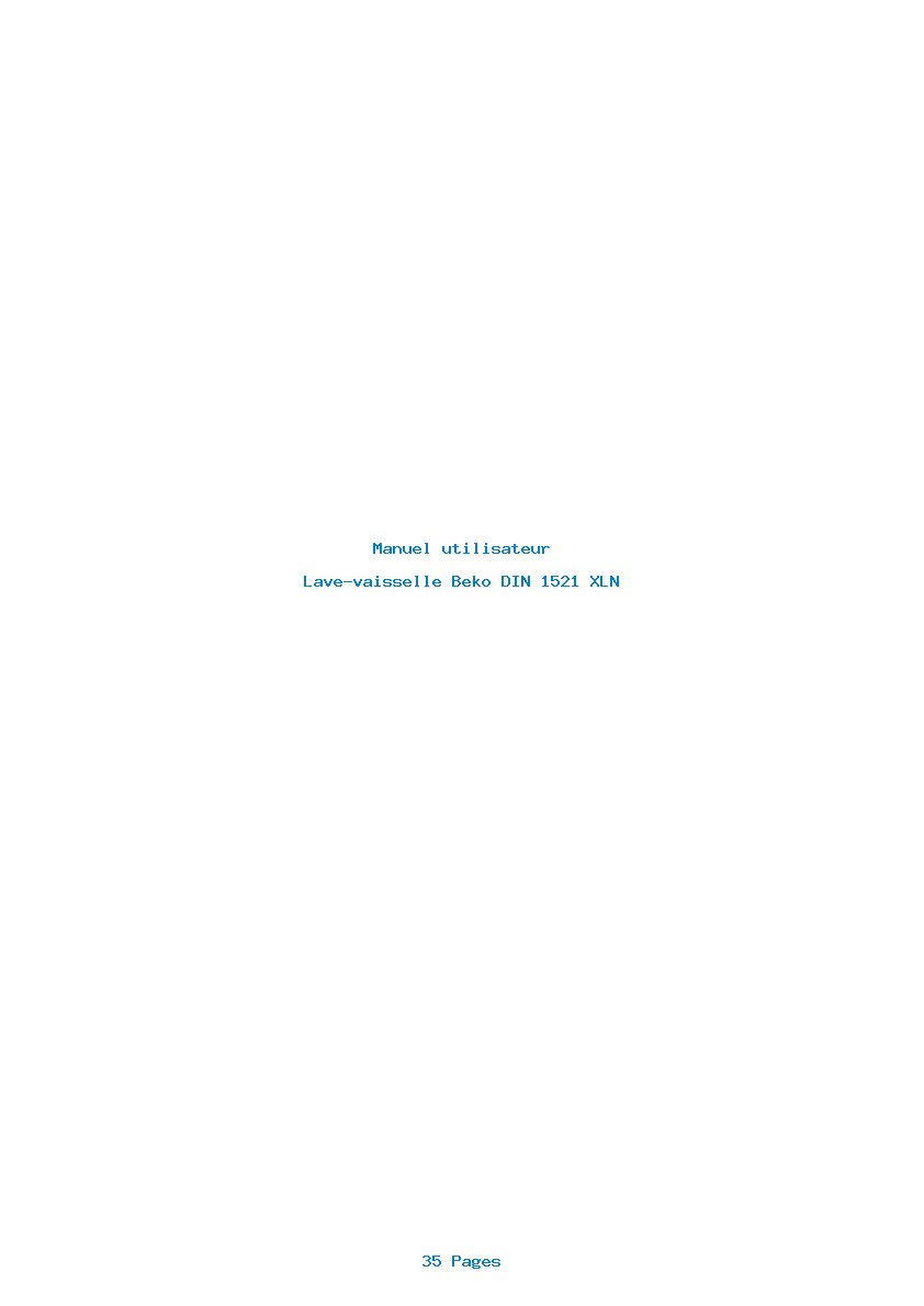 Page 1 de la notice Manuel utilisateur Beko DIN 1521 XLN