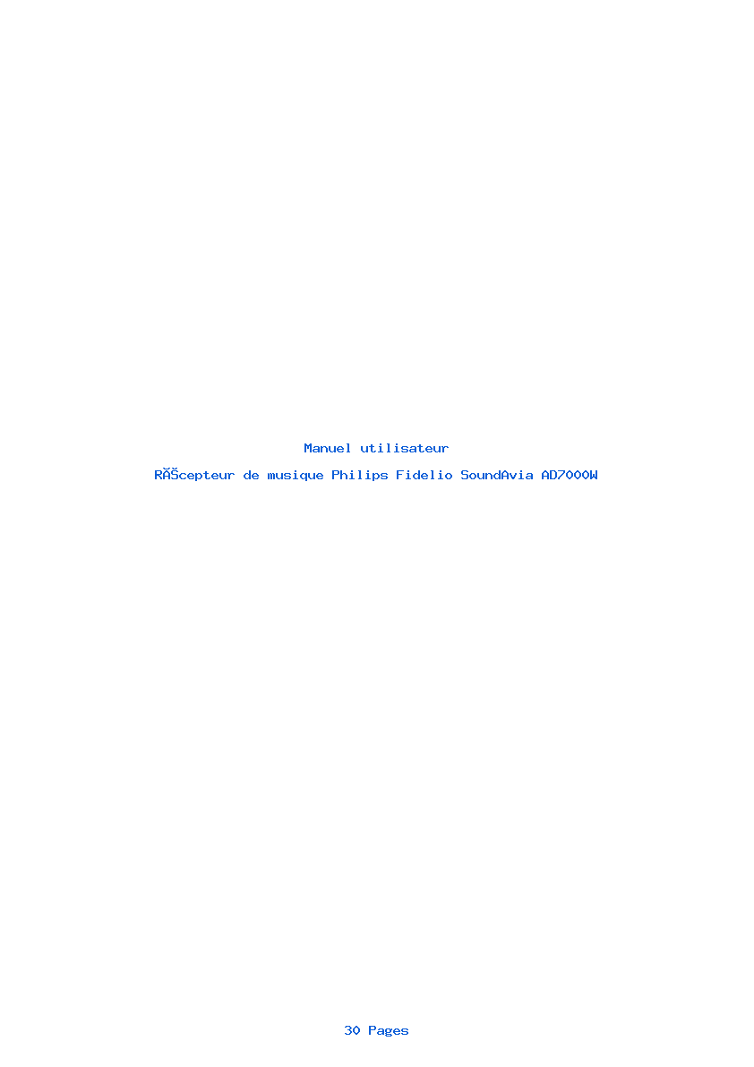 Page 1 de la notice Manuel utilisateur Philips Fidelio SoundAvia AD7000W