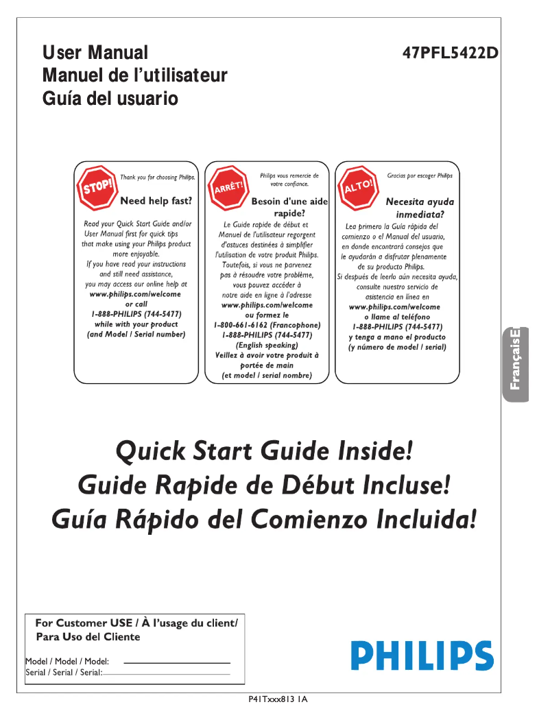 Page 1 of the manual User Manual Philips 47PFL5422D