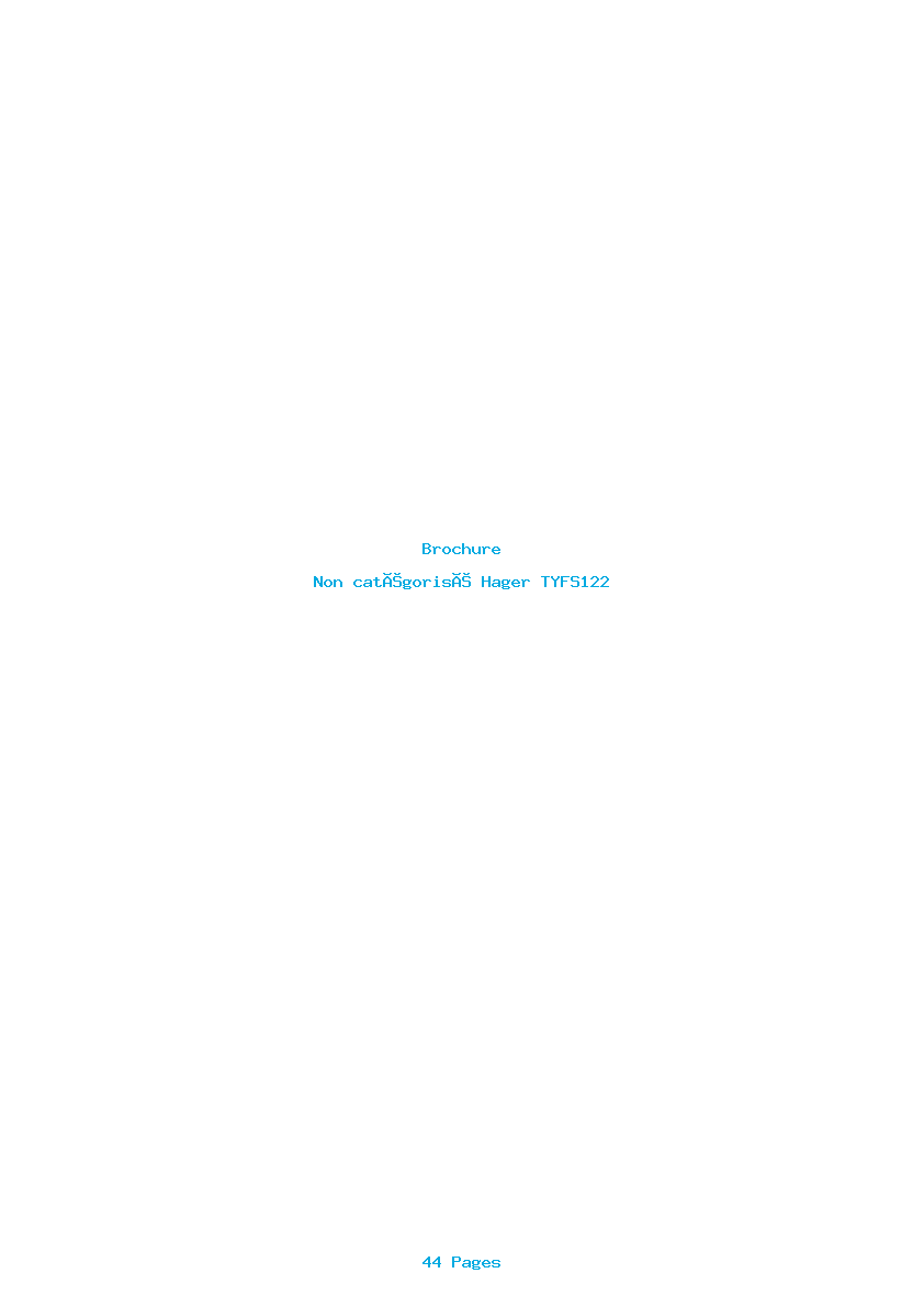 Page 1 de la notice Brochure Hager TYFS122