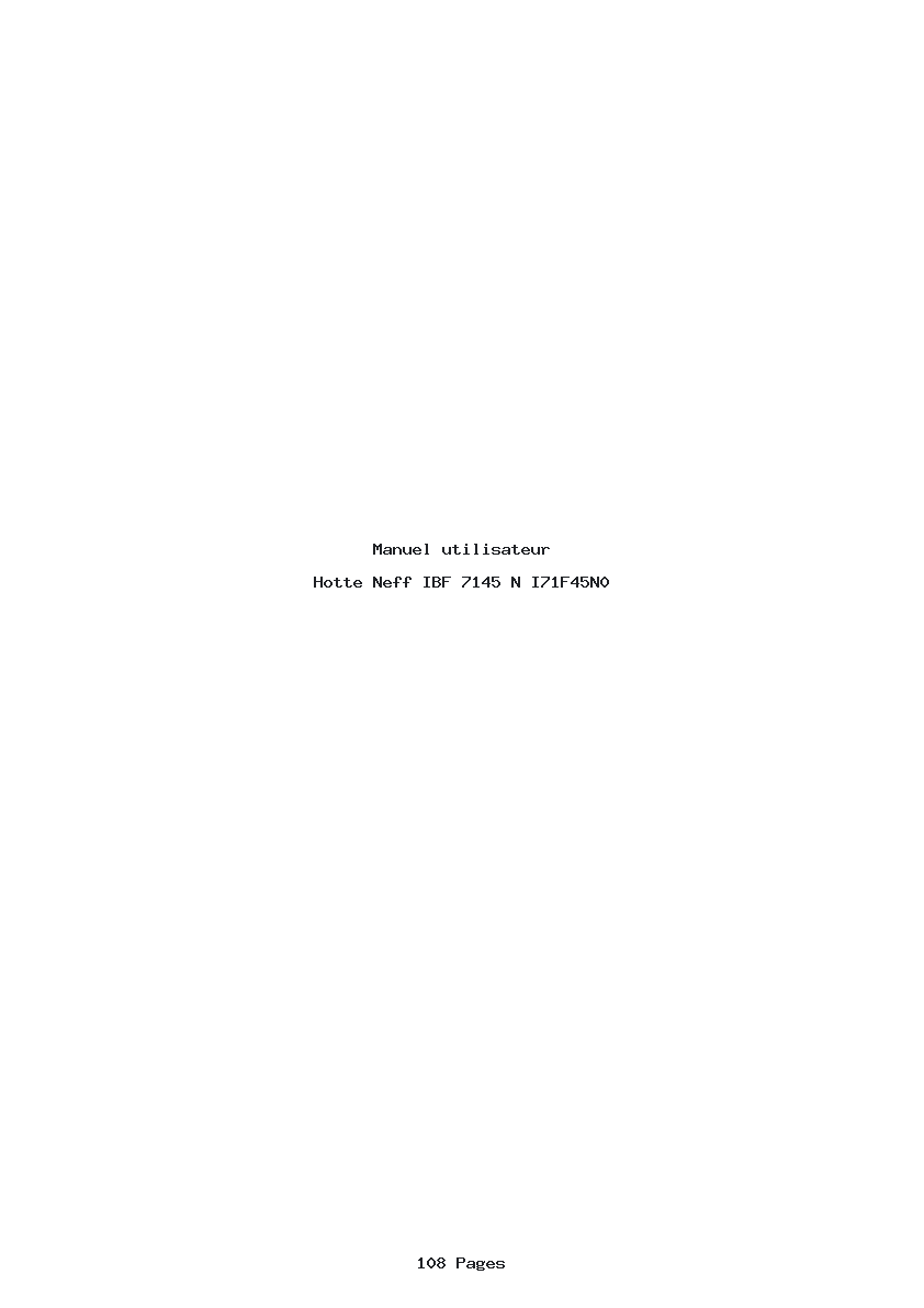 Page 1 de la notice Manuel utilisateur Neff IBF 7145 N I71F45N0
