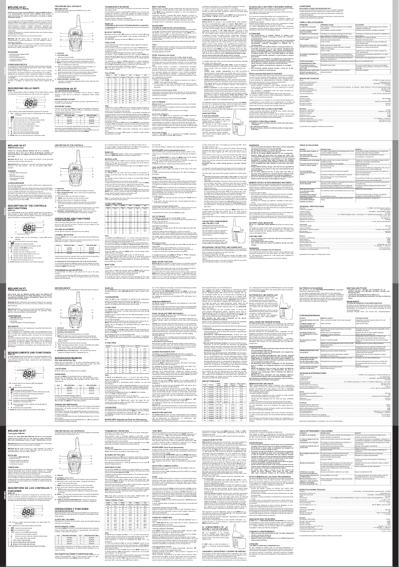 Page 1 de la notice Manuel utilisateur Midland G6 XT