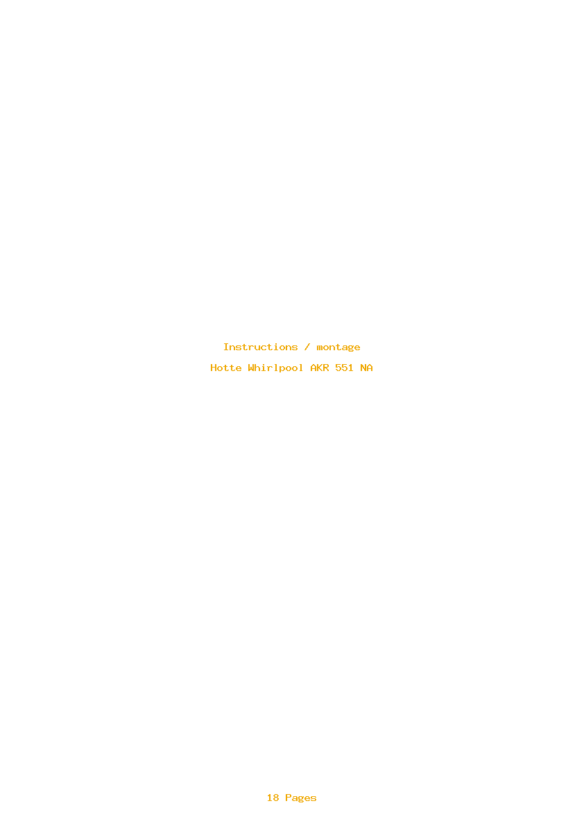 Page 1 de la notice Instructions / montage Whirlpool AKR 551 NA