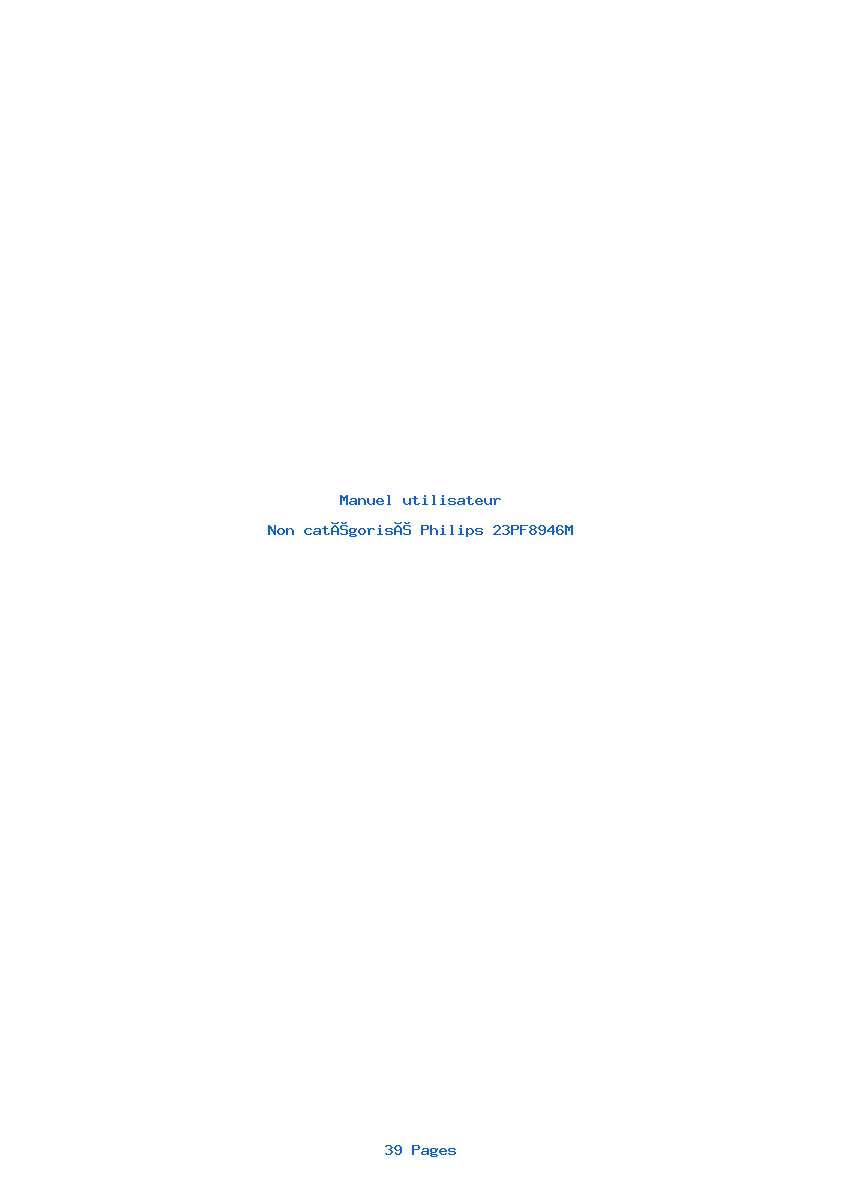 Page 1 de la notice Manuel utilisateur Philips 23PF8946M