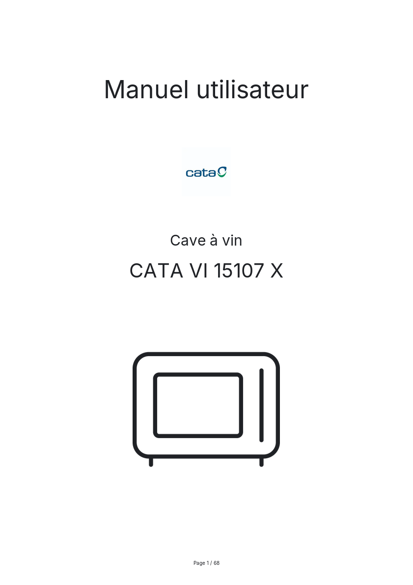 Page 1 de la notice Manuel utilisateur CATA VI 15107 X
