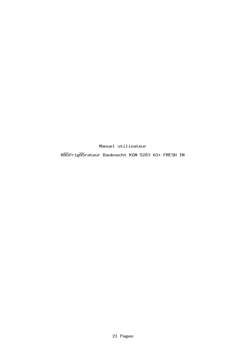 Page 1 de la notice Manuel utilisateur Bauknecht KGN 5283 A3+ FRESH IN