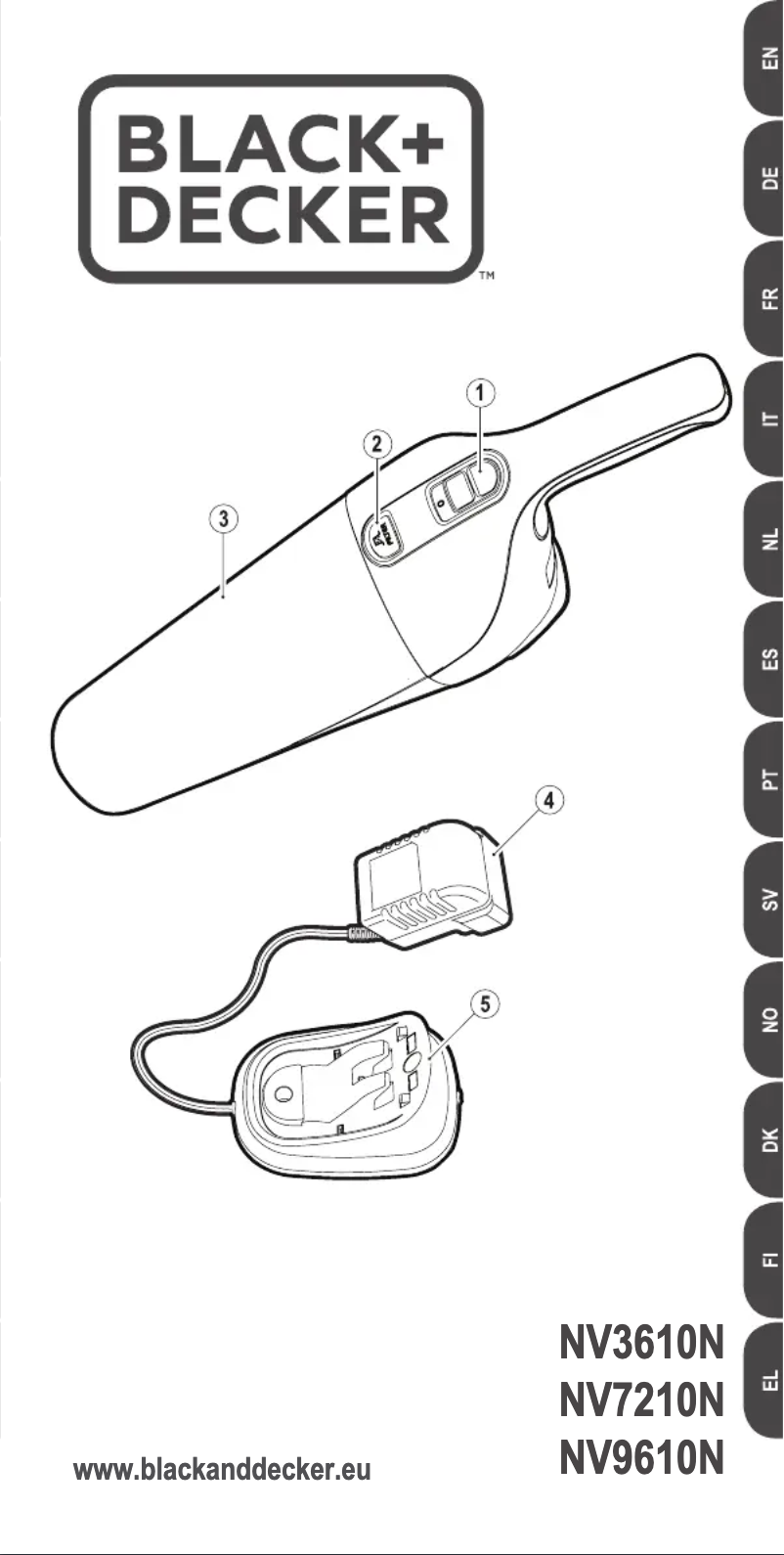 Page 1 de la notice Manuel utilisateur Black & Decker Dustbuster NV3610N