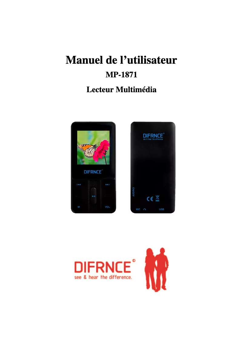 Page 1 de la notice Manuel utilisateur Difrnce MP-1871