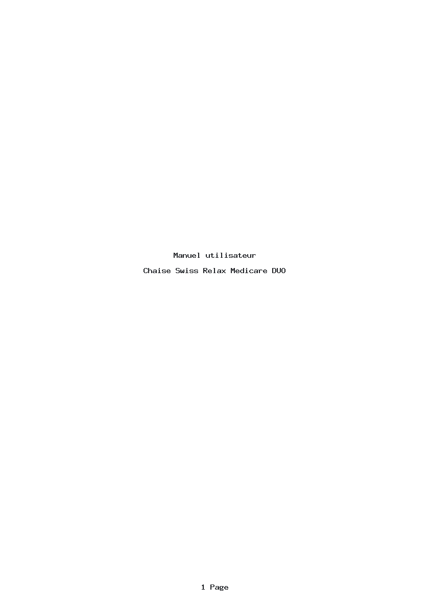 Page 1 de la notice Manuel utilisateur Swiss Relax Medicare DUO