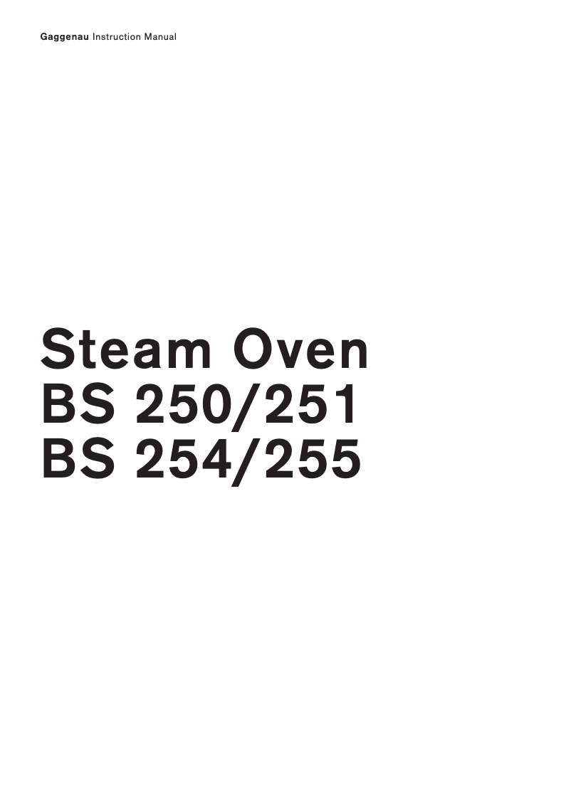 Página 1 del manual Manual de usuario Gaggenau BS250110