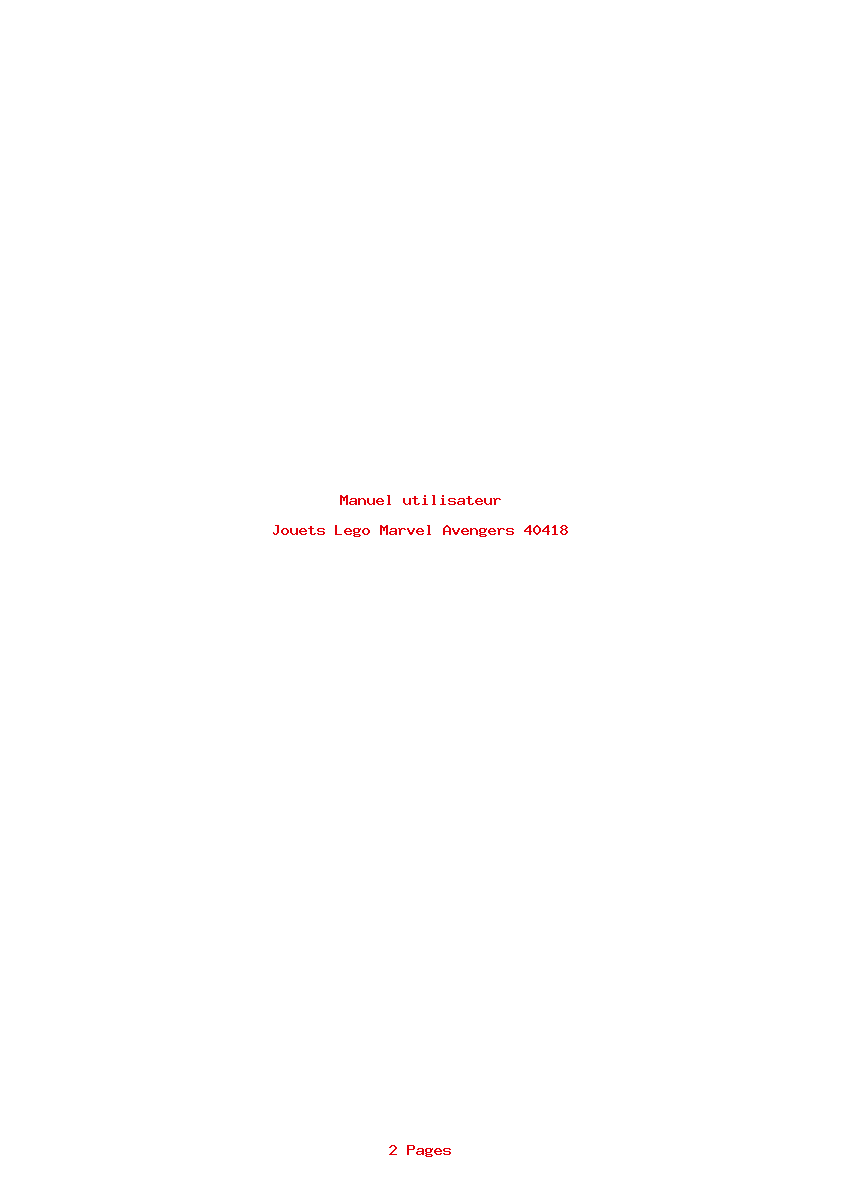 Page 1 de la notice Manuel utilisateur Lego Marvel Avengers 40418