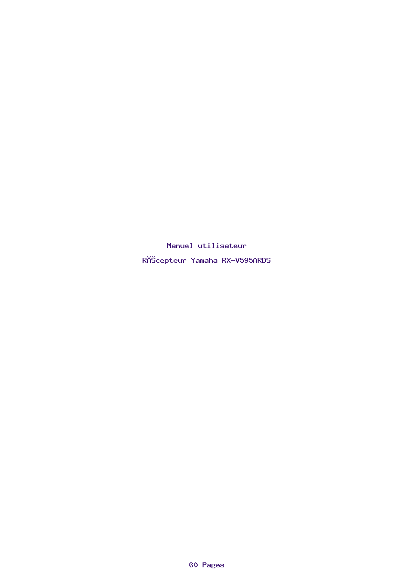 Page 1 de la notice Manuel utilisateur Yamaha RX-V595ARDS