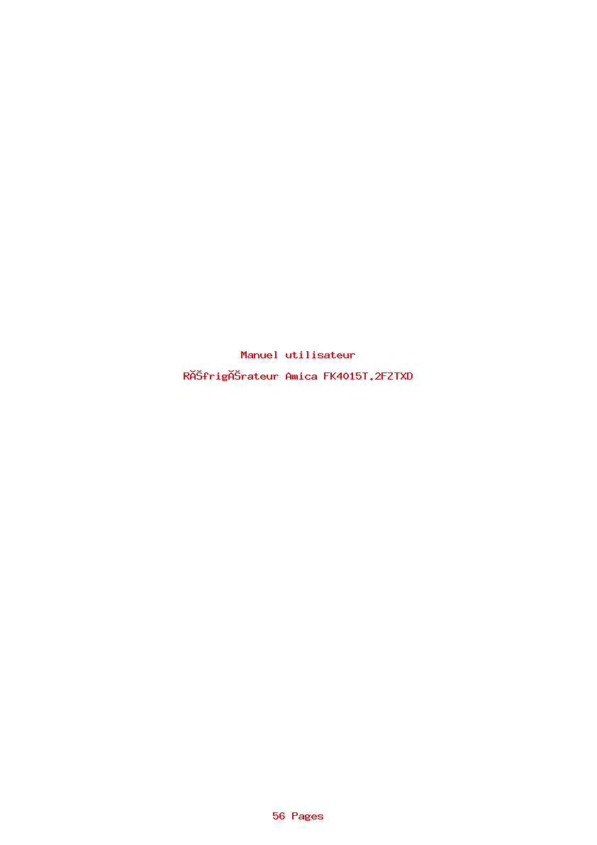 Page 1 de la notice Manuel utilisateur Amica FK4015T.2FZTXD