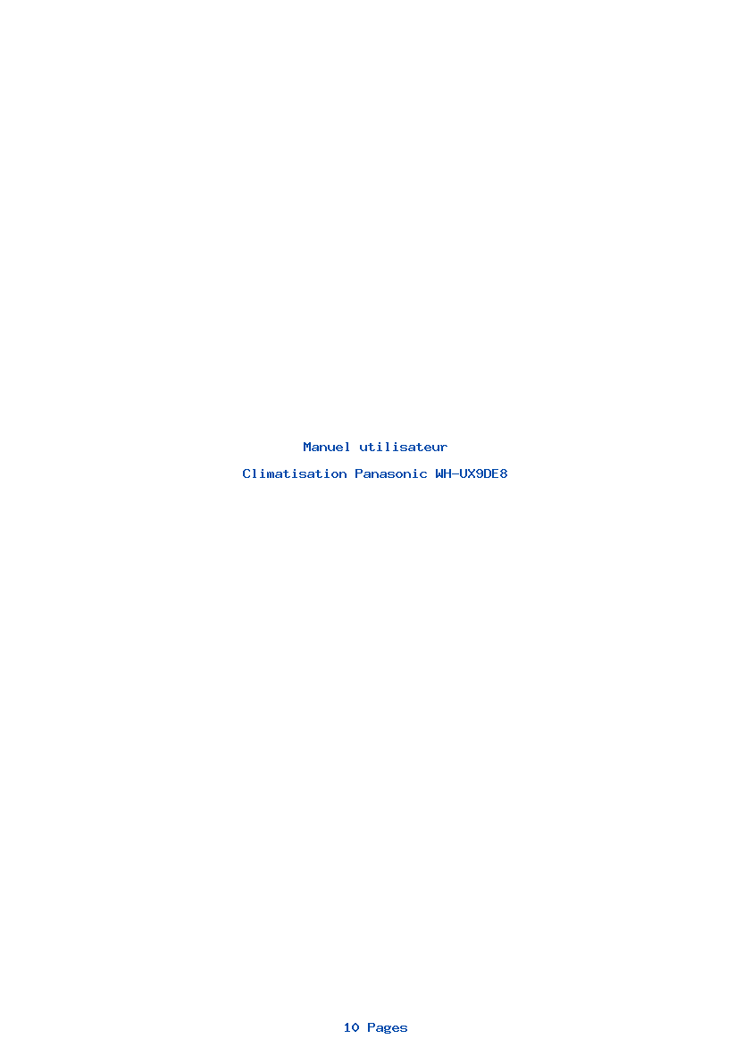 Page 1 de la notice Manuel utilisateur Panasonic WH-UX9DE8