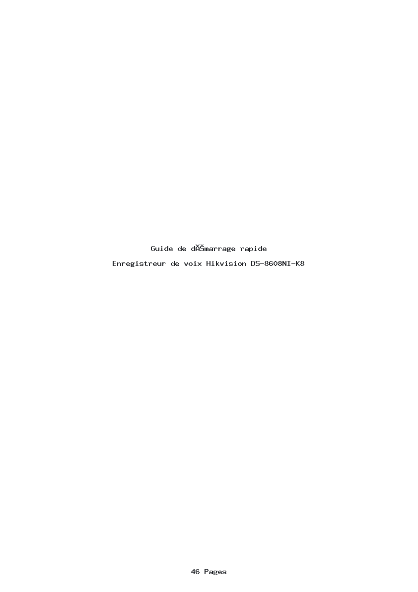 Page 1 de la notice Guide de démarrage rapide Hikvision DS-8608NI-K8