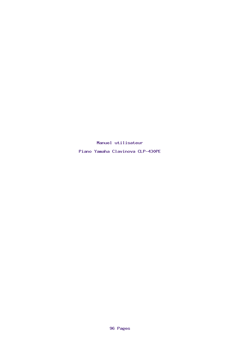 Page 1 de la notice Manuel utilisateur Yamaha Clavinova CLP-430PE