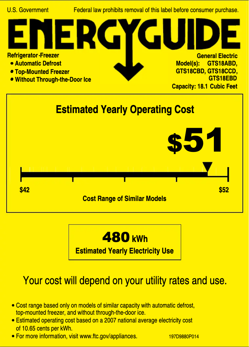 Page n°1 - Label énergétique GE GTS18ABDBB