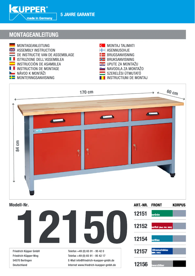 Page 1 de la notice Manuel utilisateur Küpper 12152