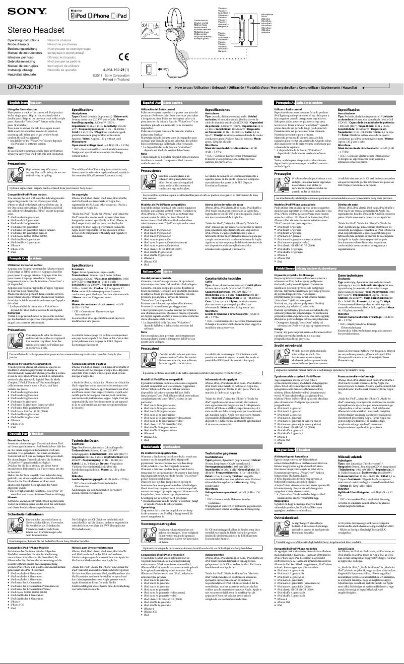 Page n°1 - Manuel utilisateur Sony DR-ZX301iP