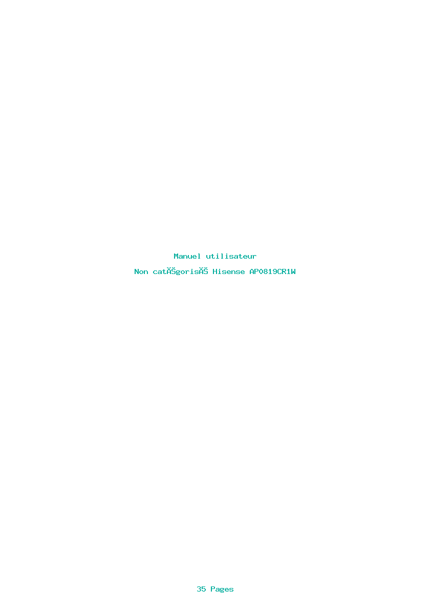Page 1 de la notice Manuel utilisateur Hisense AP0819CR1W
