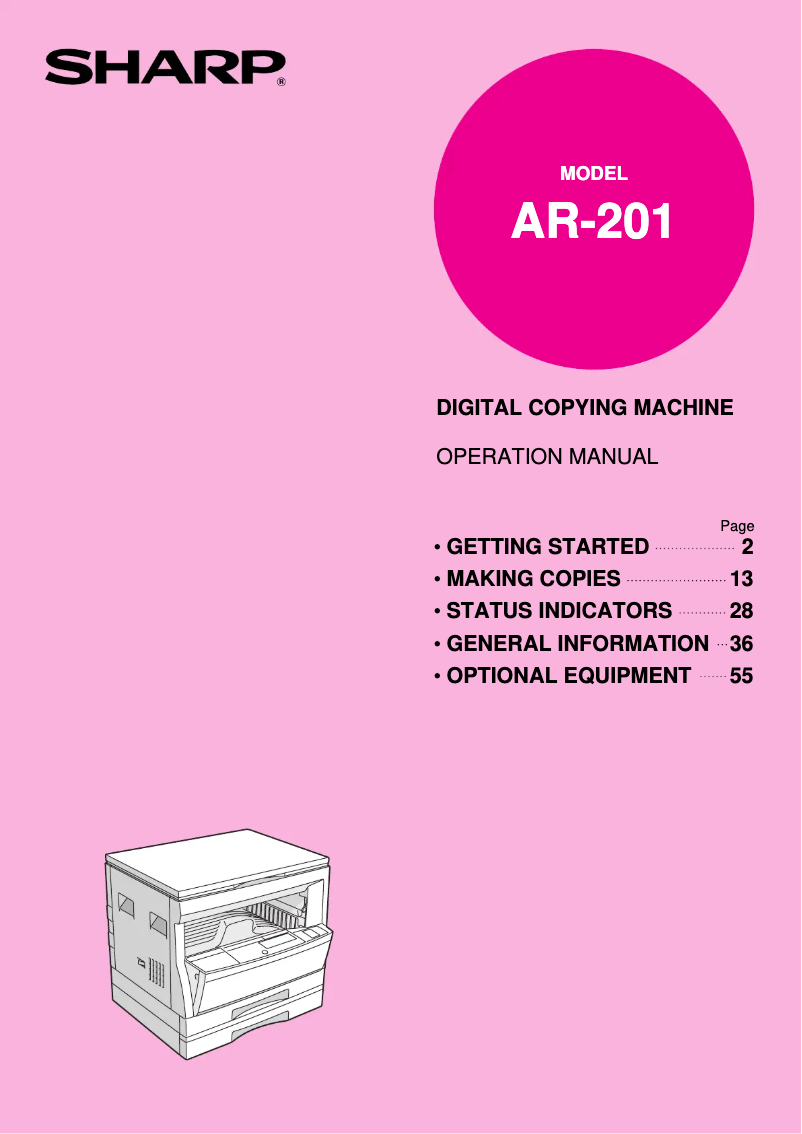 Page n°1 - Manuel utilisateur Sharp AR-201
