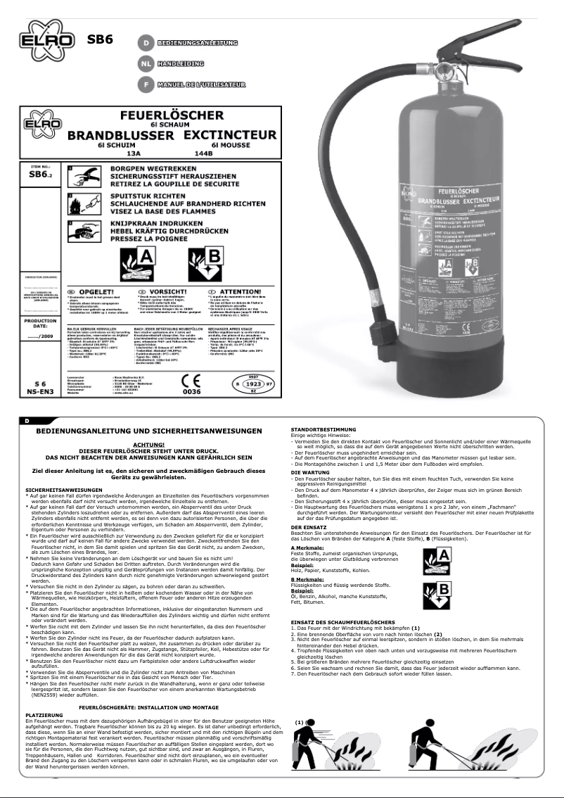 Page 1 de la notice Manuel utilisateur Elro SB6