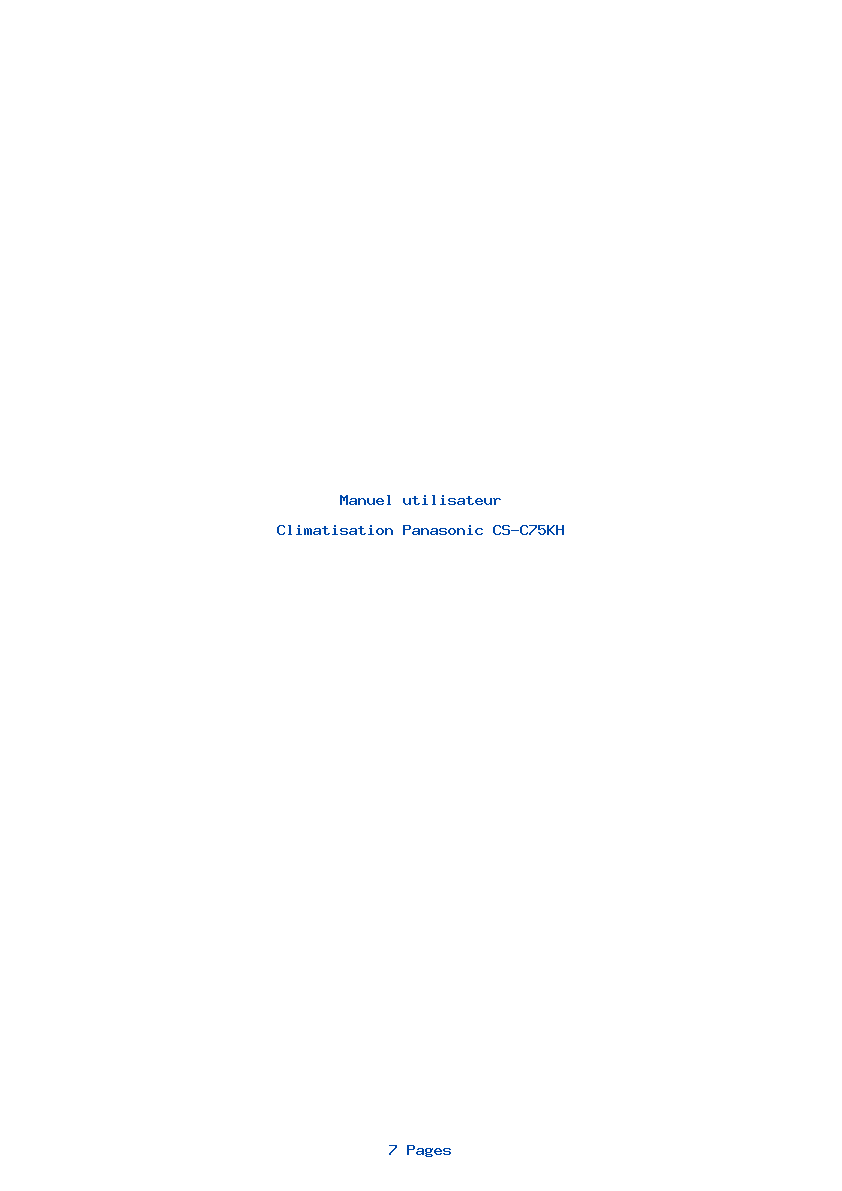 Page 1 de la notice Manuel utilisateur Panasonic CS-C75KH