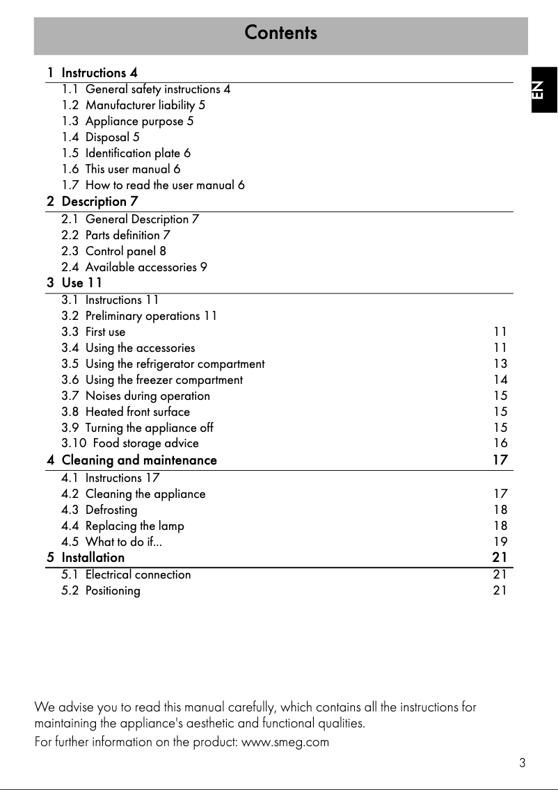 Página 1 del manual Manual de usuario Smeg FAB30RFL