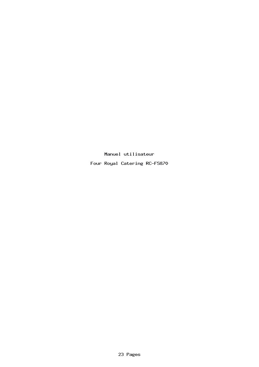 Page 1 de la notice Manuel utilisateur Royal Catering RC-FS870