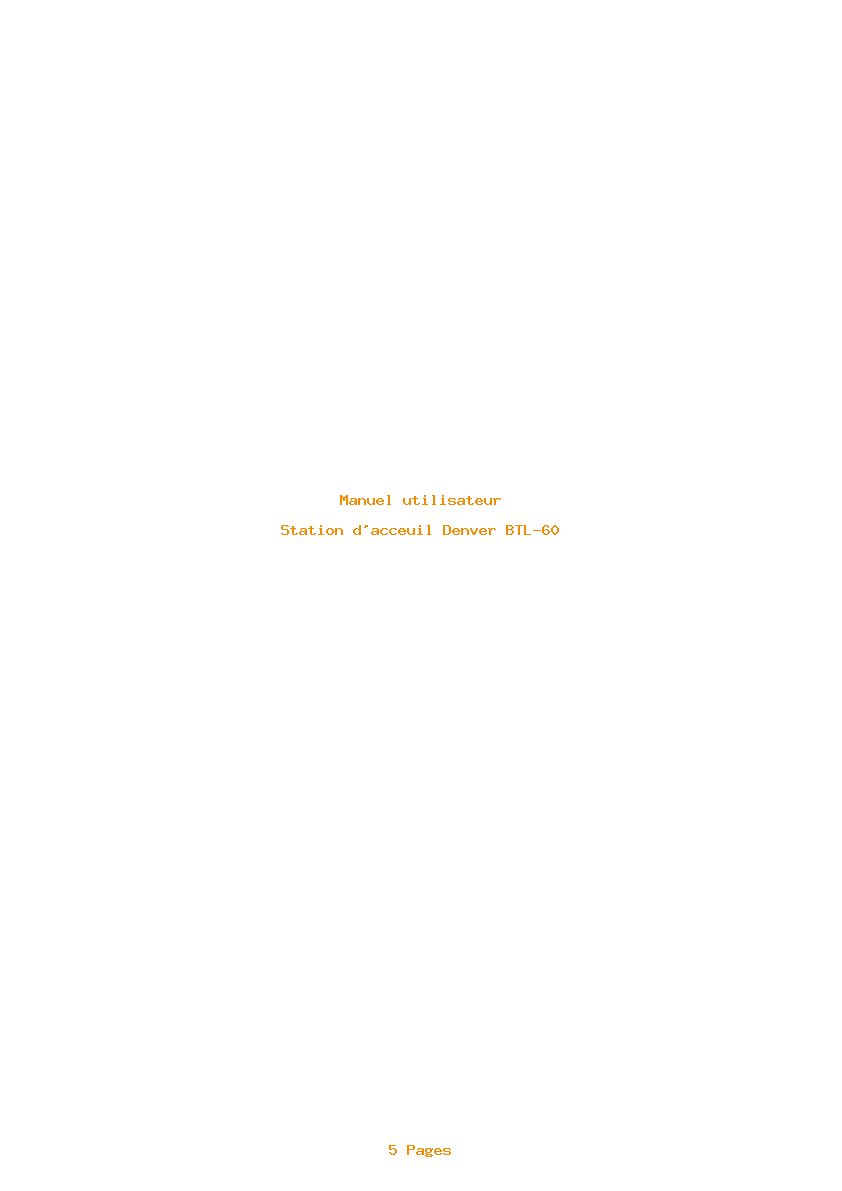 Page 1 de la notice Manuel utilisateur Denver BTL-60