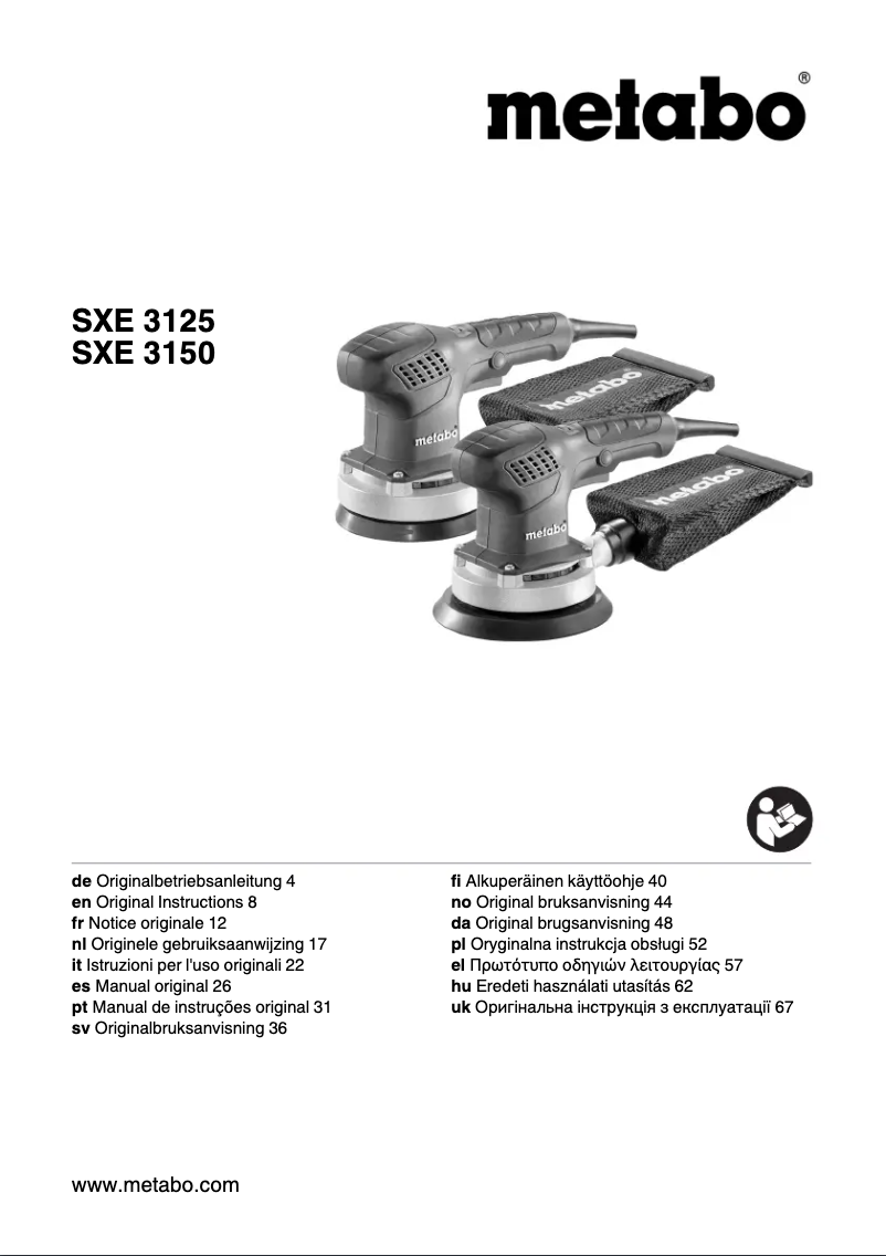 Page 1 de la notice Manuel utilisateur Metabo SXE 3125