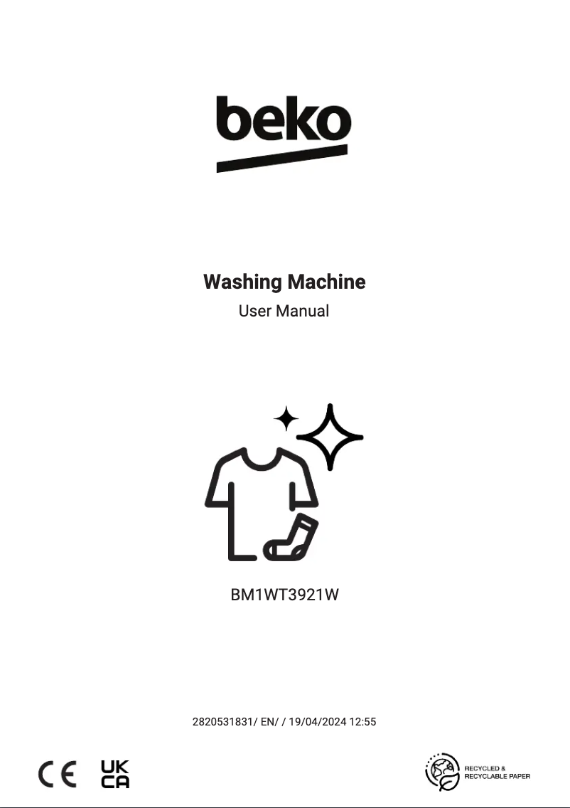 Page 1 de la notice Manuel utilisateur Beko BM1WT3921