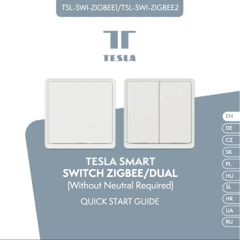 Page 1 de la notice Manuel utilisateur Tesla Smart Switch ZigBee