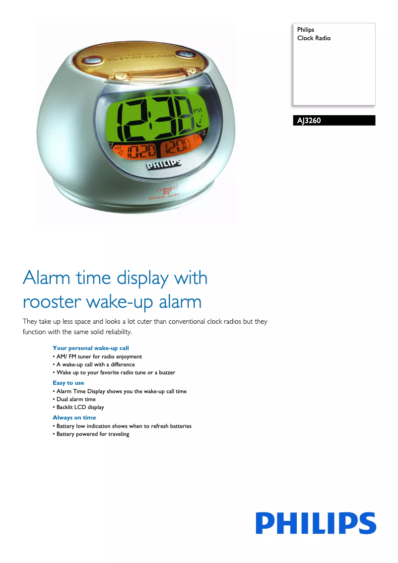 Page 1 de la notice Brochure Philips AJ3260