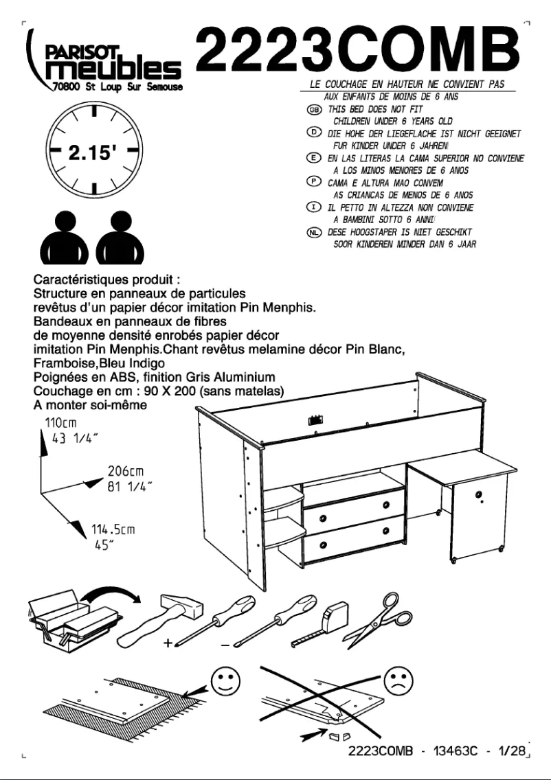 Page 1 de la notice Manuel utilisateur Parisot Smoozy 2223COMB