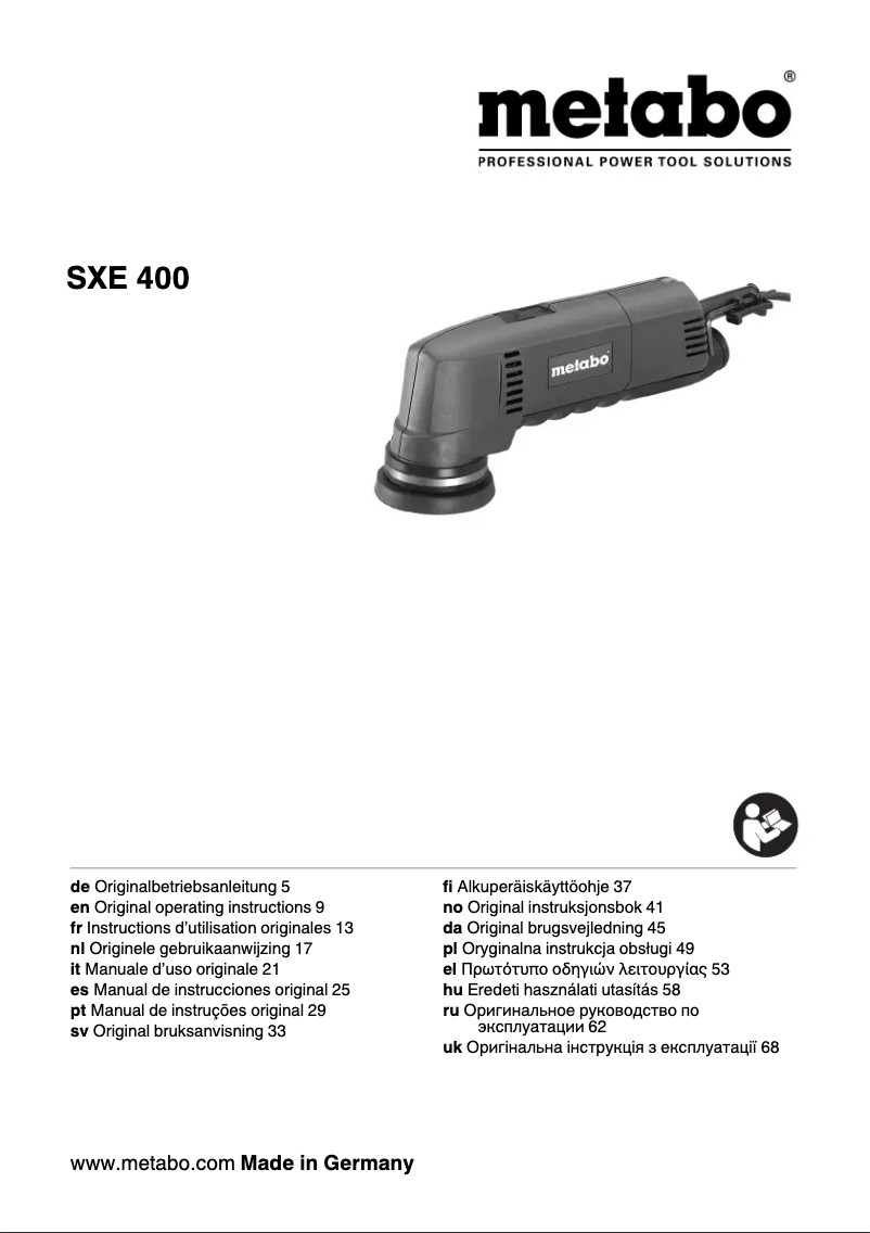 Page 1 de la notice Manuel utilisateur Metabo SX E 400