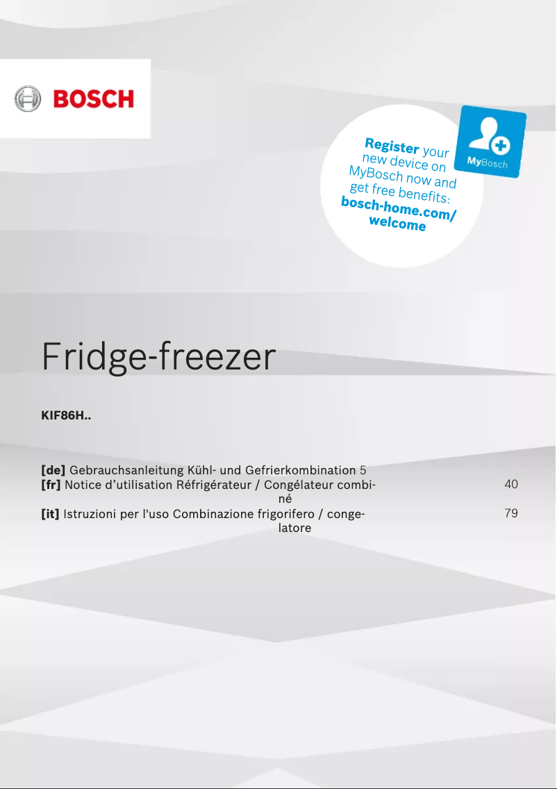 Page 1 de la notice Manuel utilisateur Bosch KIF86HDD0